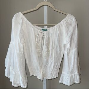 Antica Sartoria by Giacomo Cinque White Boho Peasant Blouse NWT One Size